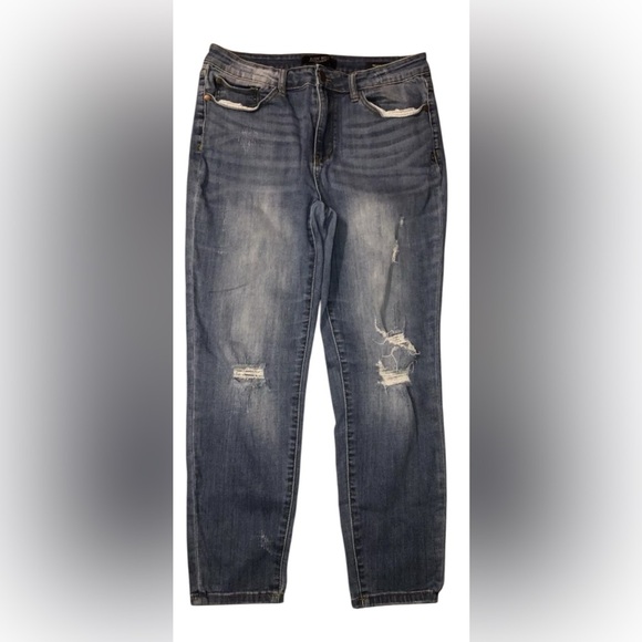 Judy Blue Denim relaxed fit distressed size 32 blue‎ jeans excellent condition - Picture 1 of 7